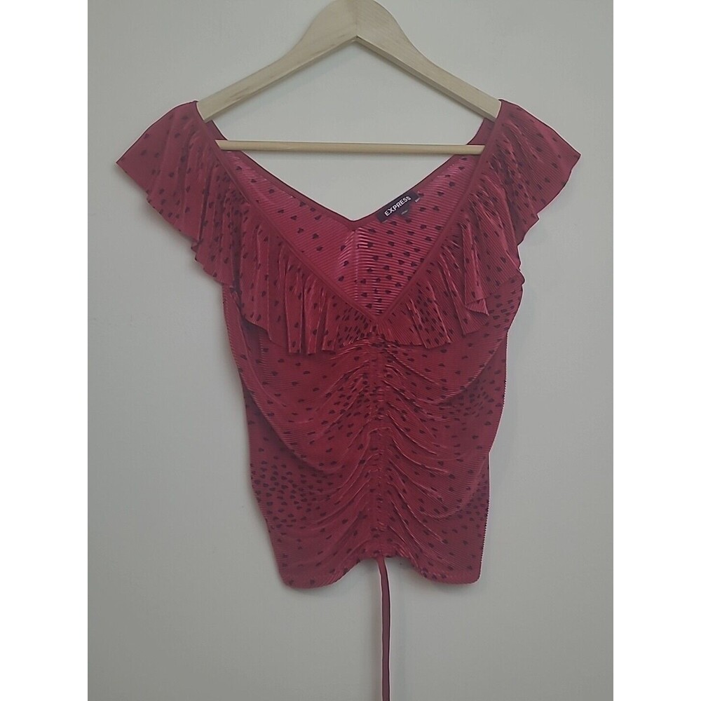Express Rouched Red Crop Top Size Small - Picture 4 of 11